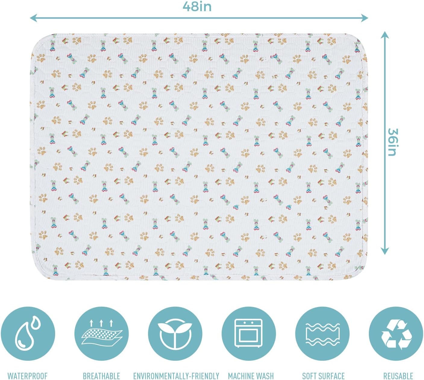 Washable Dog Pee Pads, 2-Pack Absorbent Reusable Puppy Pads, Machine Washable, Soft and Non-Slip, Waterproof and Leak-Proof Training Mats, Perfect for Crate, Sofa, Playpen, Bed