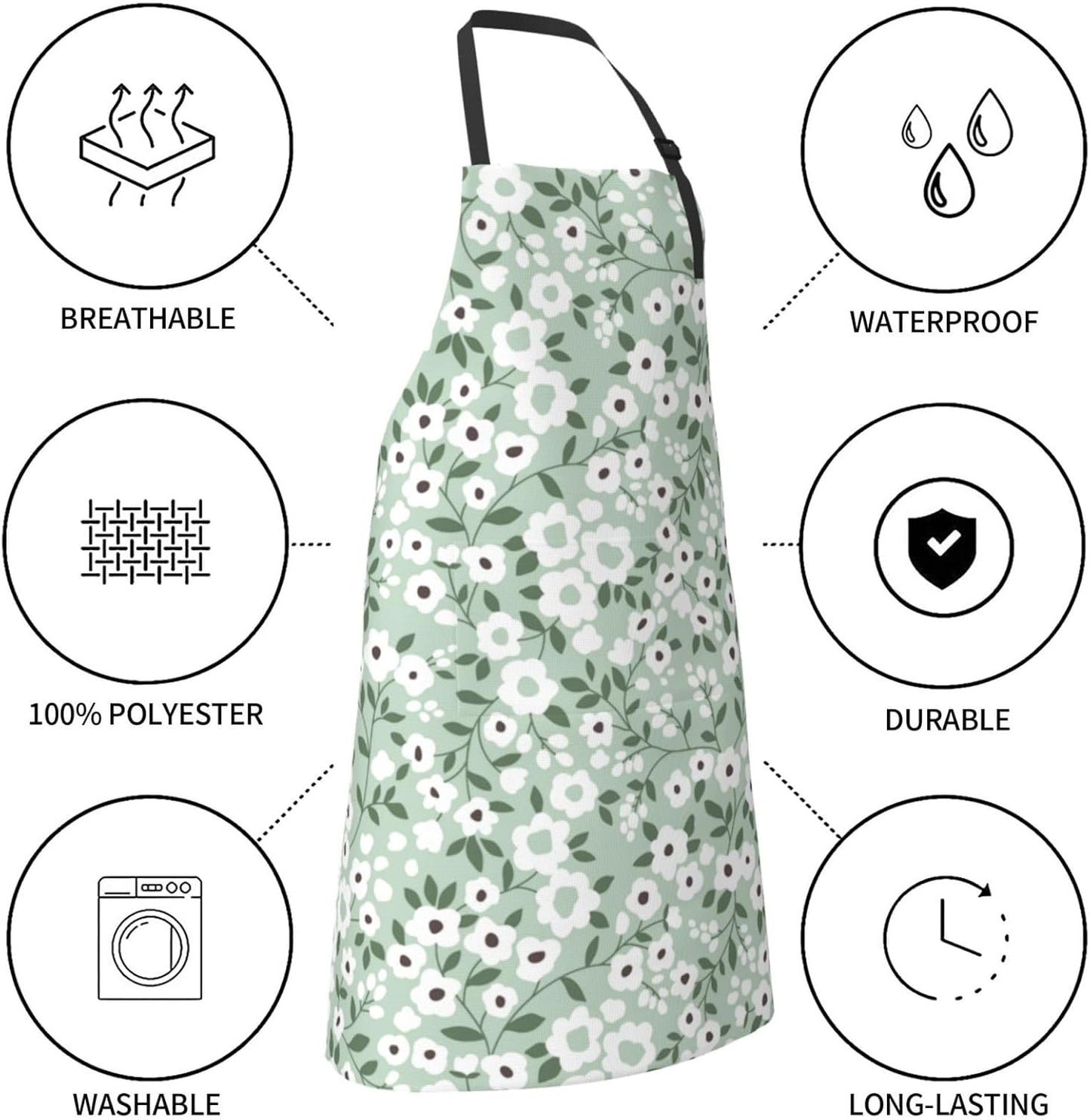 Perinsto Waterproof Apron With 2 Pockets Kitchen Chef Aprons Bibs For Cooking Baking Painting Gardening Grooming