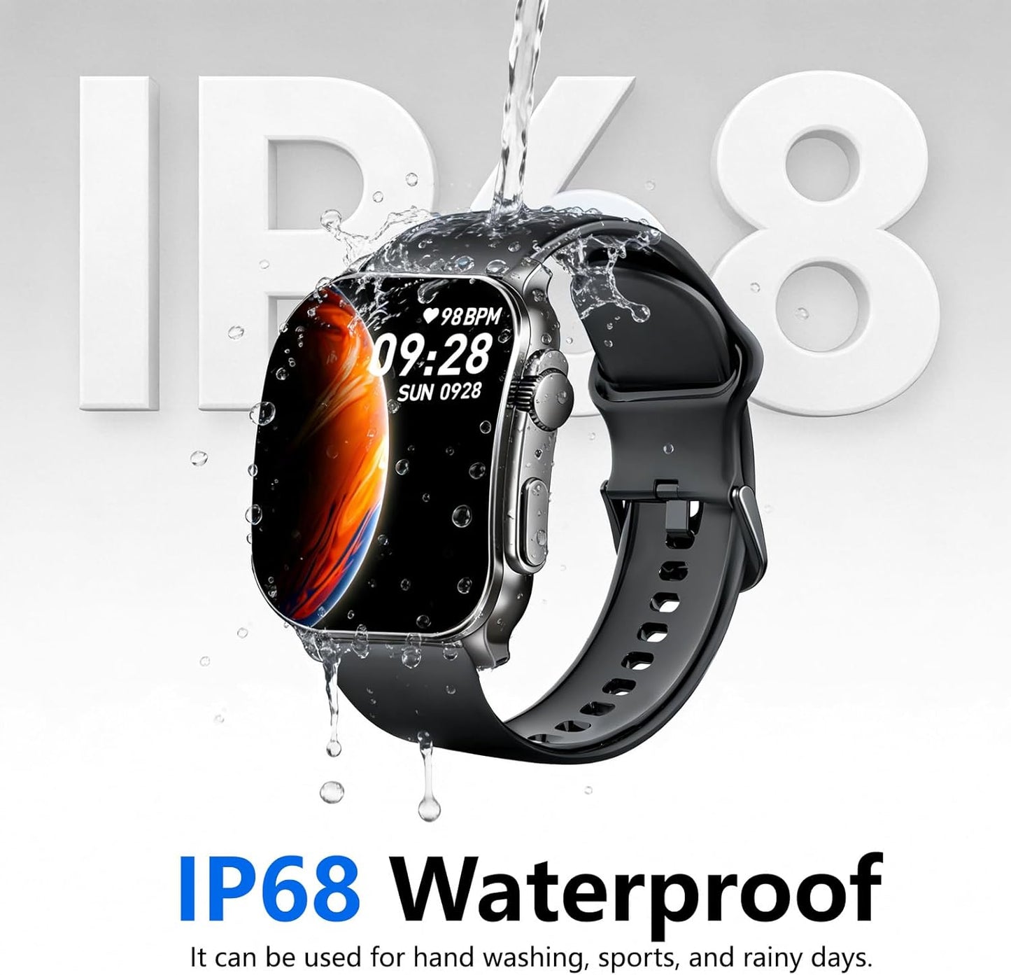 Smart Watch for Men, 2.01" AMOLED Curved Display Fitness Tracker with Answer/Make Calls, 100+ Sport Modes, Fitness Watch with 24/7 Heart Rate/Sleep Monitor/Pedometer, IP68 Waterproof, for Android iOS