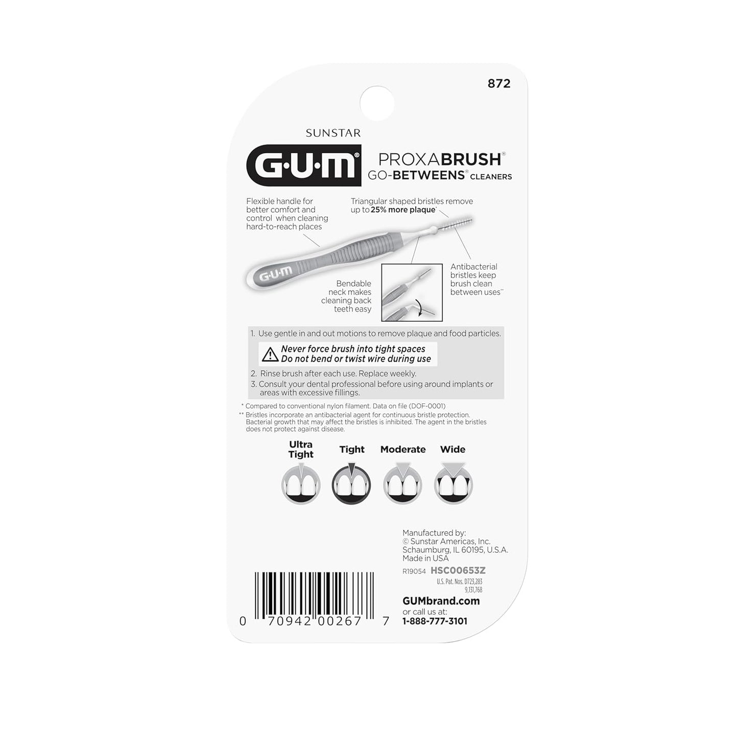 GUM Proxabrush Go-Betweens - Tight - Interdental Brushes - Soft Bristled Dental Picks for Plaque Removal Health - Safe for Braces & Dental Devices, 10 Count (Pack of 4) 40 Total