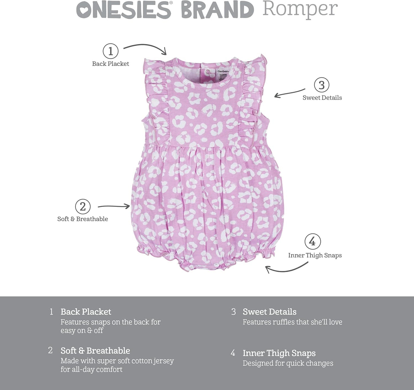 Onesies Brand Baby Girls' 3-pack Romper