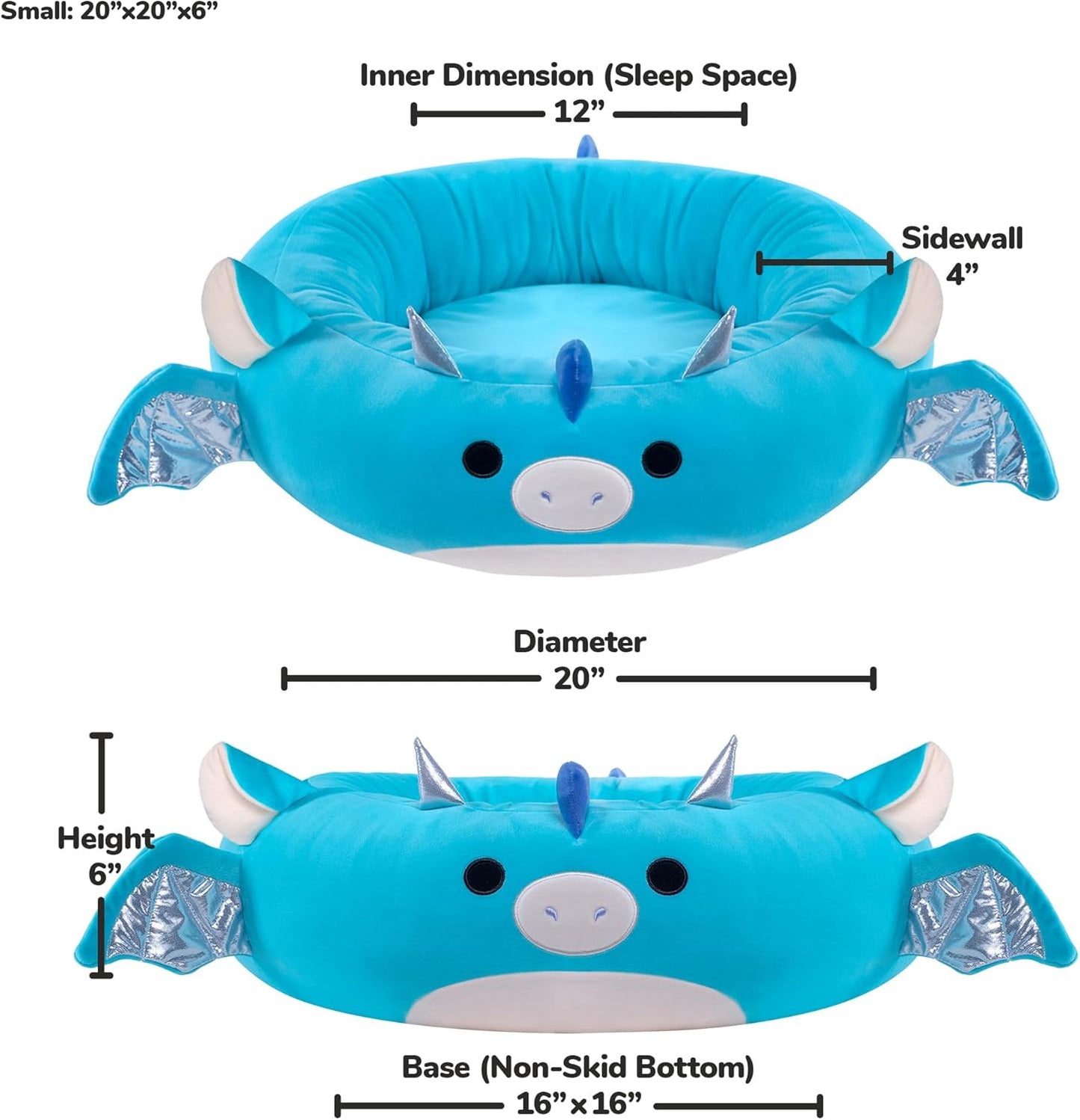 Squishmallows Original 20-Inch Tatiana The Dragon Pet Bed - Small -Sized Ultrasoft Official Plush Pet Bed for Dogs and Cats
