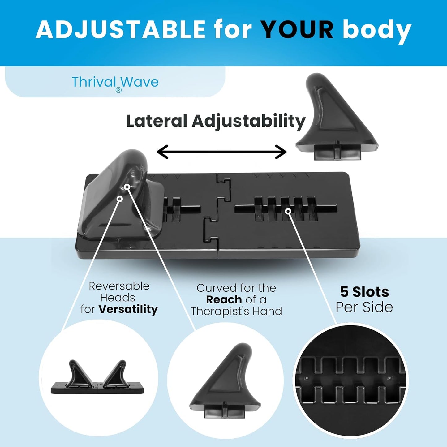 Thrival Wave - Fully Adjustable Psoas Muscle Release Tool with Thrival App for QL, Hip Flexor, Back, Hamstring, Glute, Iliacus, and Neck Pain - Trigger Point and Myofascial Release Tool - Carbon Black