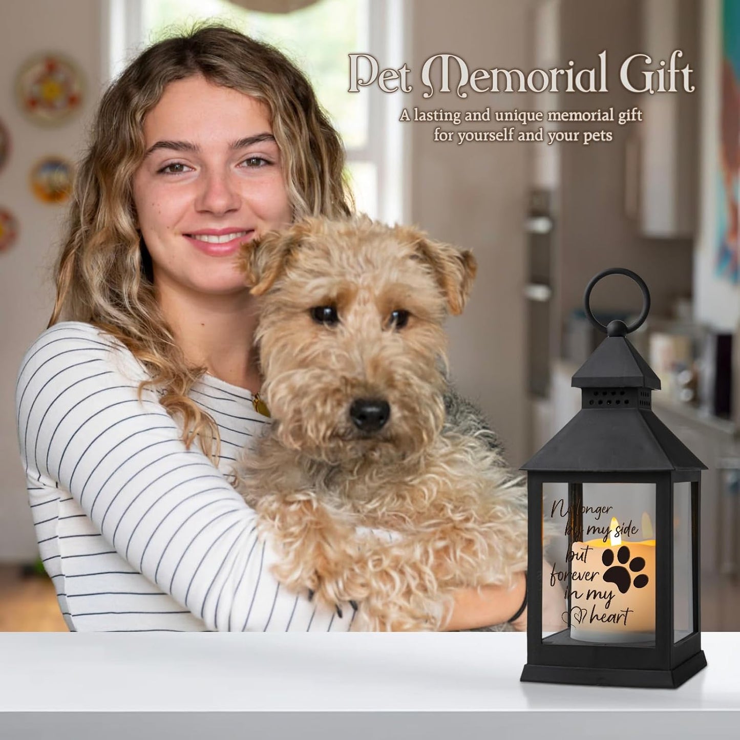 Pet Memorial Gifts for Loss of Dogs Cats Paw Print Left Memorial Lantern Sympathy Gifts Bereavement Gifts Dog Remembrance Gift in Memory of Dog Cat