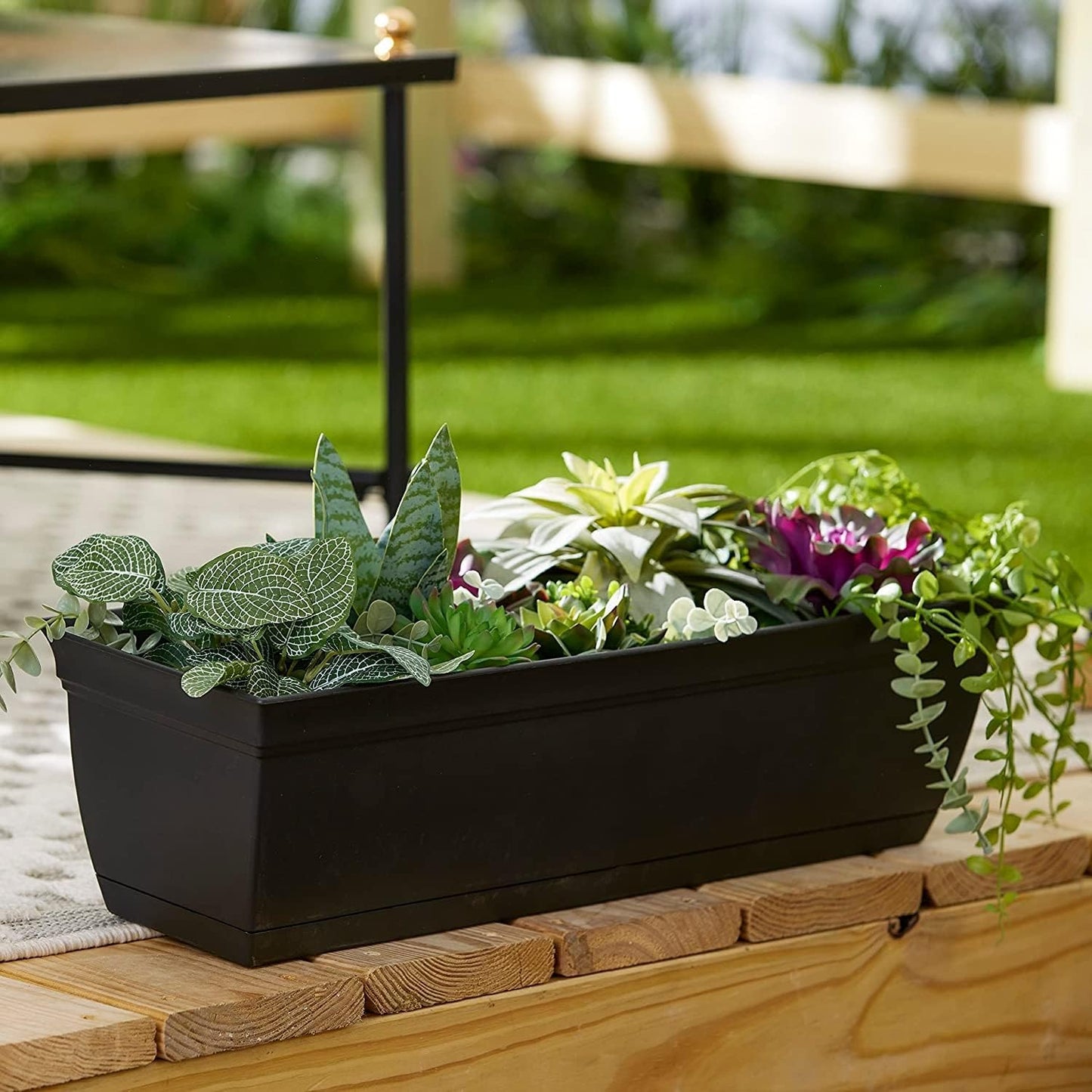The HC Companies 24" Eclipse Plastic Window Box 7.76"x24"x6.57" in Black Color