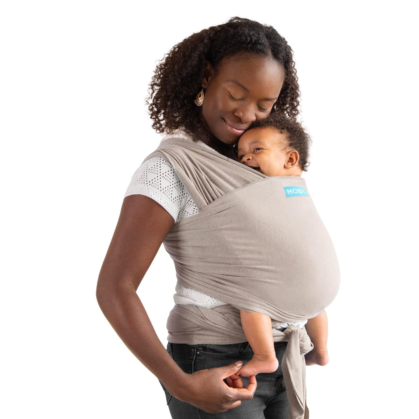 Moby Baby Wrap Carrier Element for Newborns to Toddlers (8-33lbs), Infant Sling Carrier, Ultra Lightweight & Hands Free Design, Adjustable for All Body Types (Taupe)