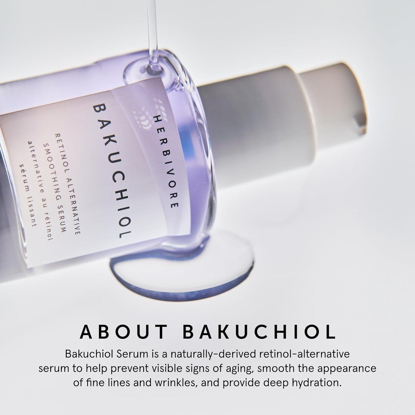HERBIVORE Bakuchiol Retinol Alternative Face Serum | Smooths Skin, Improves Texture & Elasticity, Reduces Fine Lines & Wrinkles | Plant-based, Vegan, Cruelty-free, 30mL / 1 oz
