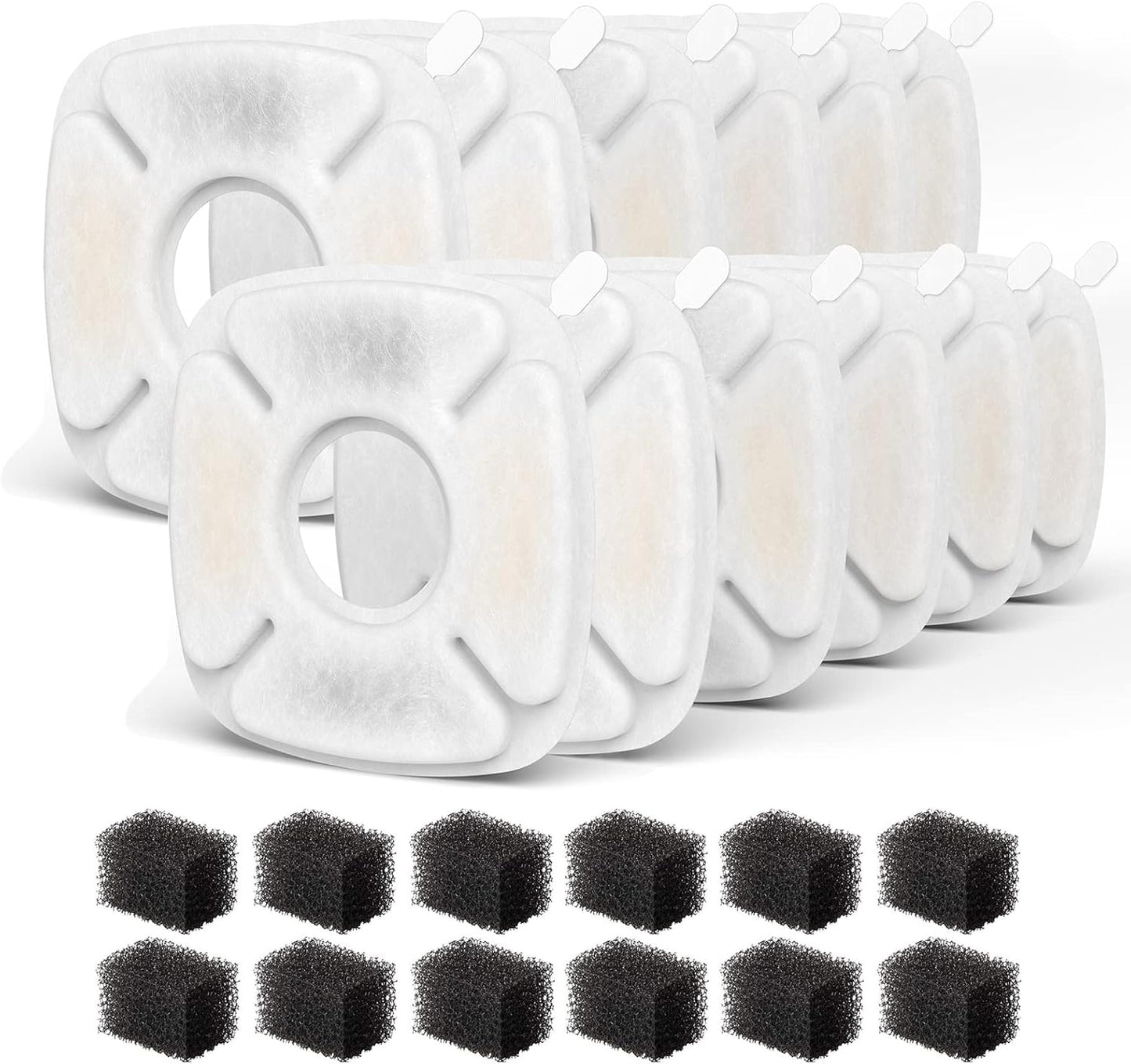 12-Pack Cat Water Foutain Filters & Pre-Filter Sponges Replacement, Compatible with Veken 95oz/2.8L Cat Fountain Dog Water Dispenser