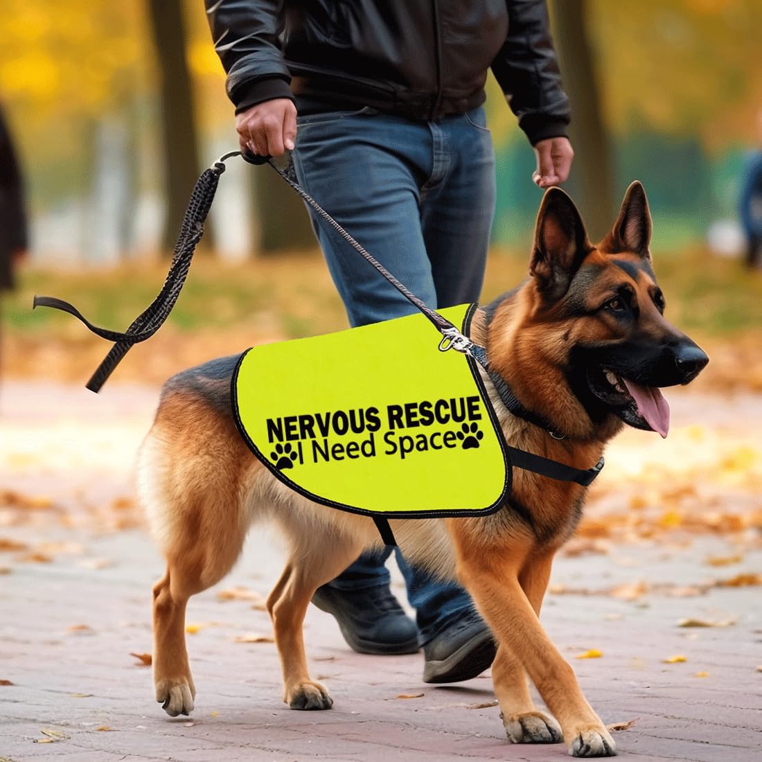 CENWA Nervous Rescue Jacket - Space Dog Walking Slogan Warning Vest (L)