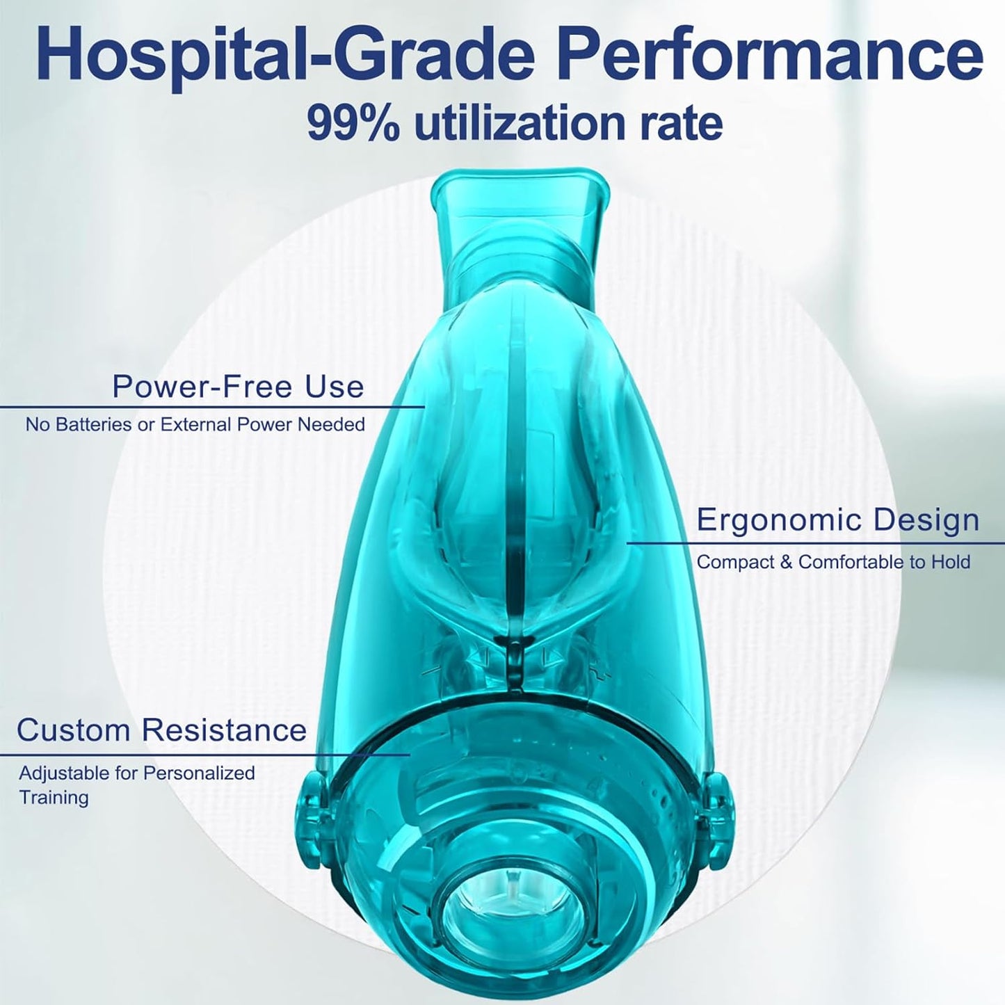 Flutter Valve, Breathing Exercise Device, Medical-Grade Material, Adjustable Resistance, Home Use Airway Device