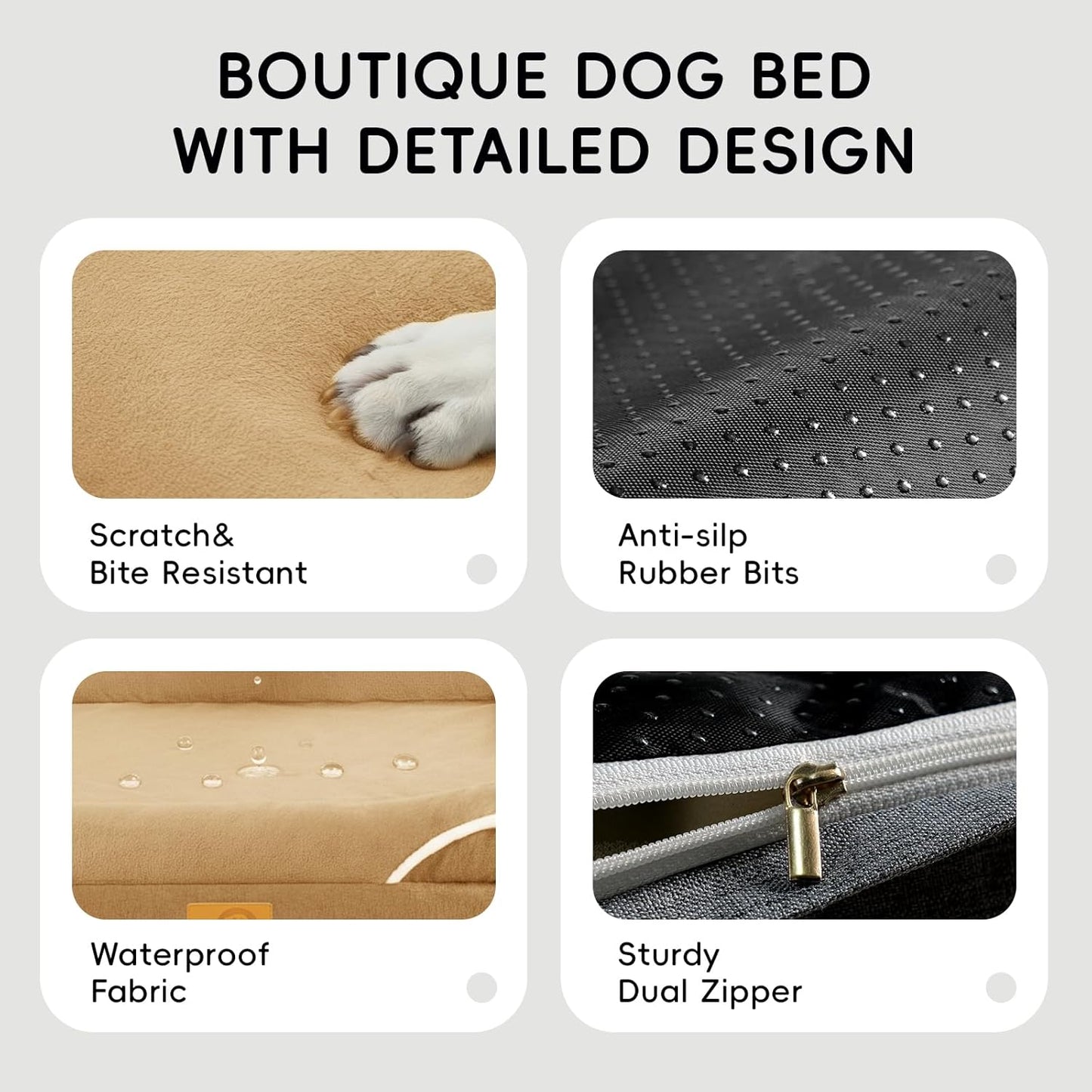 Homemate Dog Bed Medium Size Dog 28x23 inch with Orthopedic Foam Waterproof Outdoor Pet Cat Bed Sofa Supplies with Toy Dogs Crate Pad Couch with Removable Washable Cover & Non-Slip Botton Brown