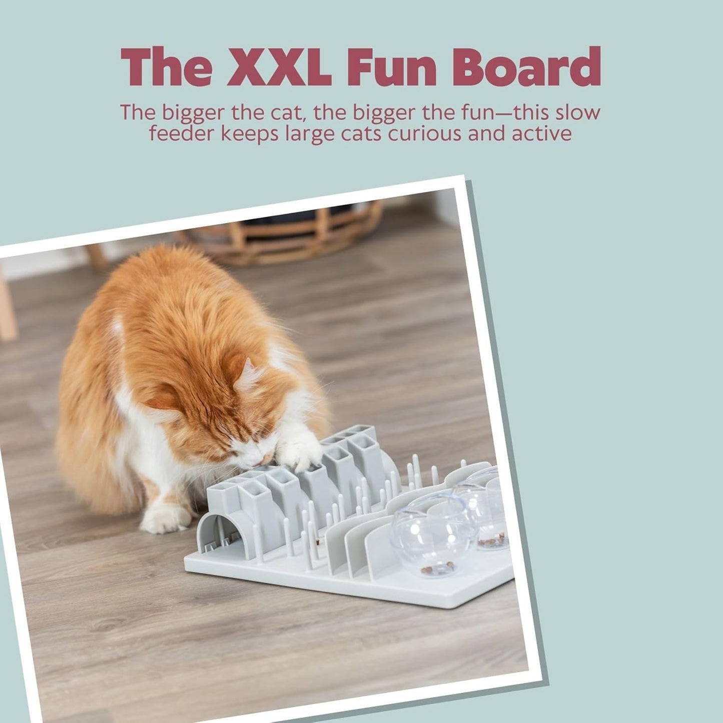 Trixie Cat Activity Fun Board XXL Strategy Game – 5-Level Treat Puzzle for Mental Stimulation – Slow Feeder Enrichment Toy for Indoor Cats with Big Paws – Gray, 15.7 x 11.8 x 4 in