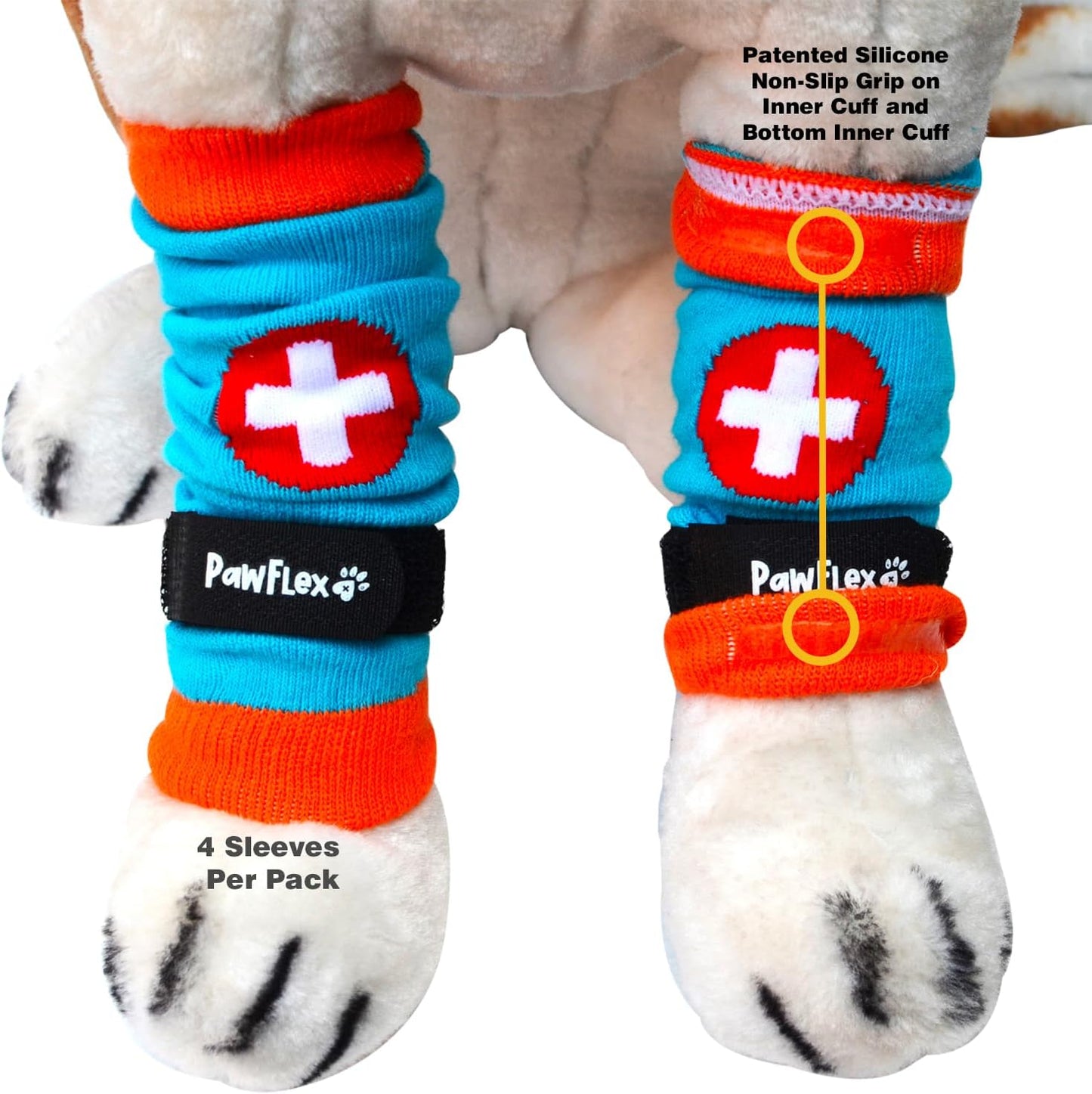 PawFlex Comfy Paws Cotton Nonslip Protective Leggings for Dogs | Medical Pet Sleeve for Dogs Legs with Non-Slip Silicone Grip at Inner Cuffs and Adjustable Strap for No Twisting or Sliding Down
