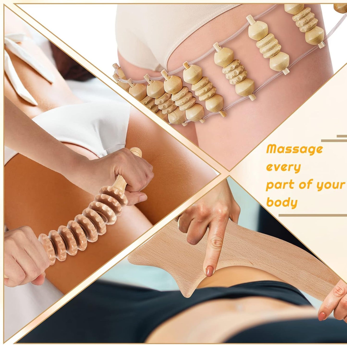 16-in-1 Wood Therapy Massage Tools Set Maderoterapia Kit Therapy Tools for Body Sculpting Muscle Pain Relief Lymphatic Drainage Women Face Wood Roller Fascia Massage