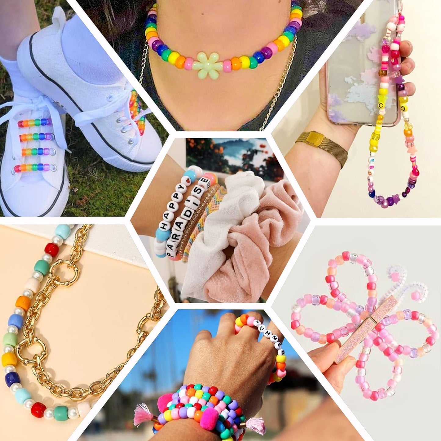 LIS HEGENSA 1300 Pcs DIY Childrens Crafts Beads Friendship Bracelet Kit, with Pony Beads Letter Beads and Bracelet Making Kit, Colorful Charms, Used for Custom Necklace Bracelets and Jewelry Decor