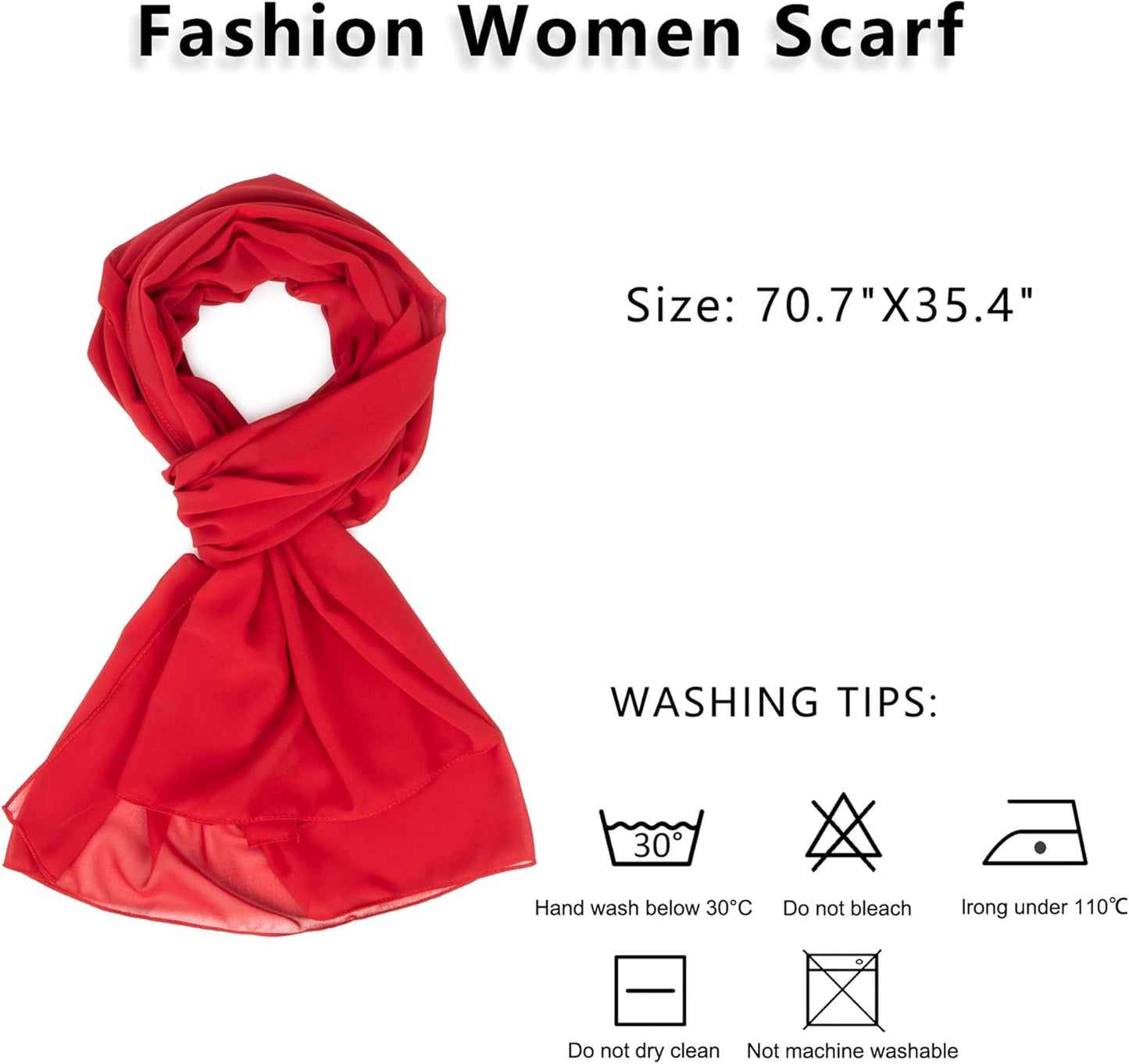 INOGIH Chiffon Scarf Sheer Wrap for Women Lightweight Soft Summer Silky Scarf for Wedding Evening Dresses Dating Travel