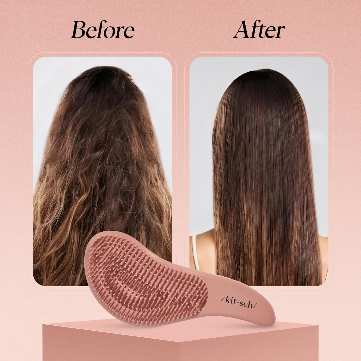 Kitsch Detangler Brush – Gentle Curly Hair Brush with Flexible Bristles for All Hair Types - Wet or Dry | Detangling Hair Brushes for Women & Men, Hairbrush for Adults & Kids - Terracotta