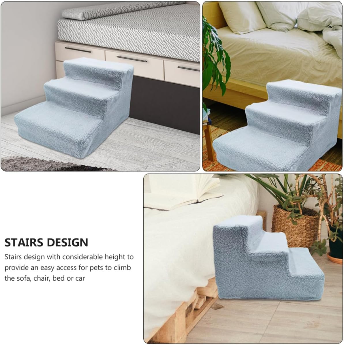 PRETYZOOM Pet Steps Dog Ladder Cat Stairs Grey Non-Slip Indoor Ramp for Sofa Bed Furniture Pets