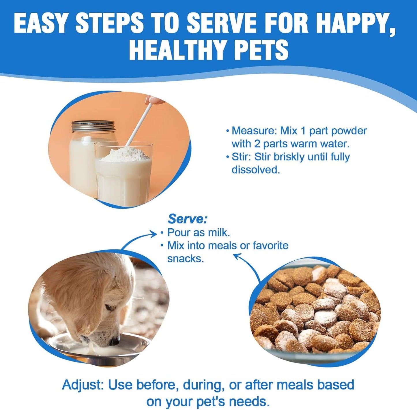 Goat Milk Powder Cat & Dog Calming Pet Goats Milk Calm Treats Anxiety Relief Contains GABA Designed for Pets with Anxiety Stress and Hyperactivity Supports Immune Skin and Bone Health