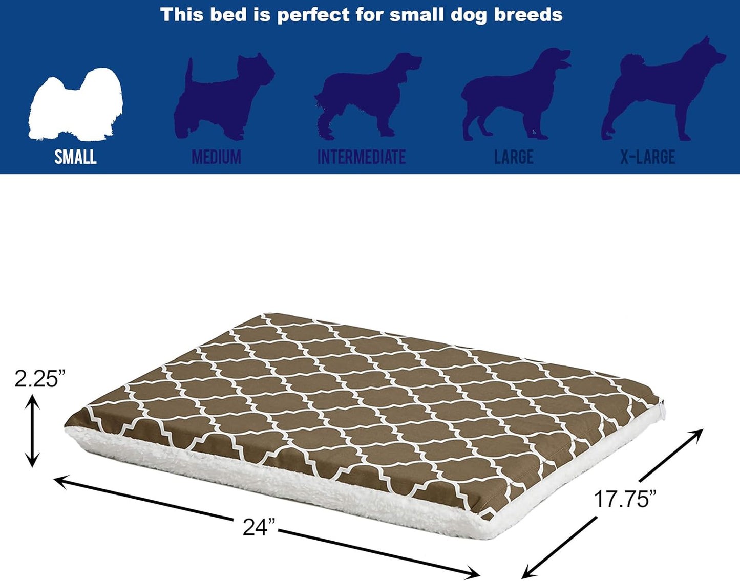 Midwest Homes for Pets 24" Brown Geo/Fleece Reversible Crate Pad - Defender Mat, Model: 027773022084