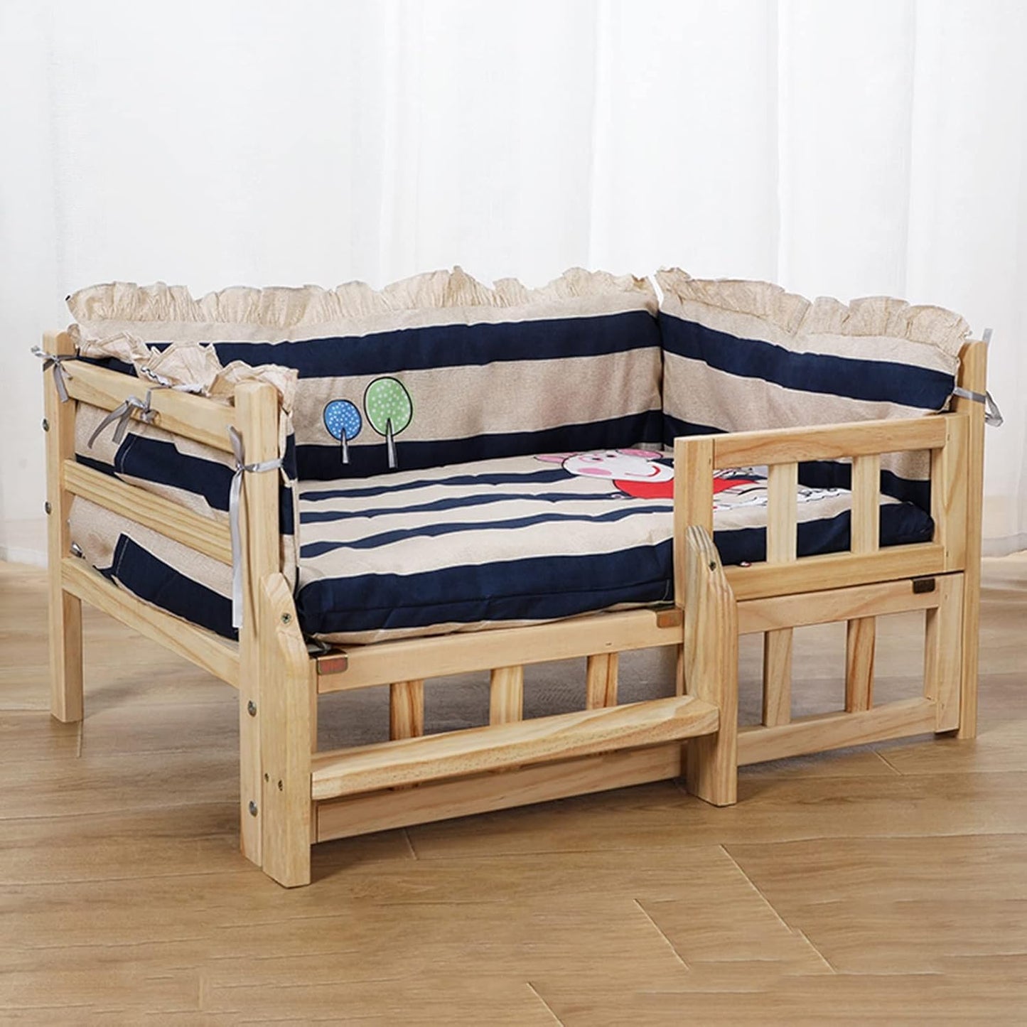 Elevated Pet Dog Bed Wooden, Small Medium Large Washable Dog Sofa Beds with Side, Raised Dog Couch Kennel Cots for Orthopedic Joint Relief (Color : Style2, Size : L-94x54x38cm/37x21x15) (Style3 29.0"L