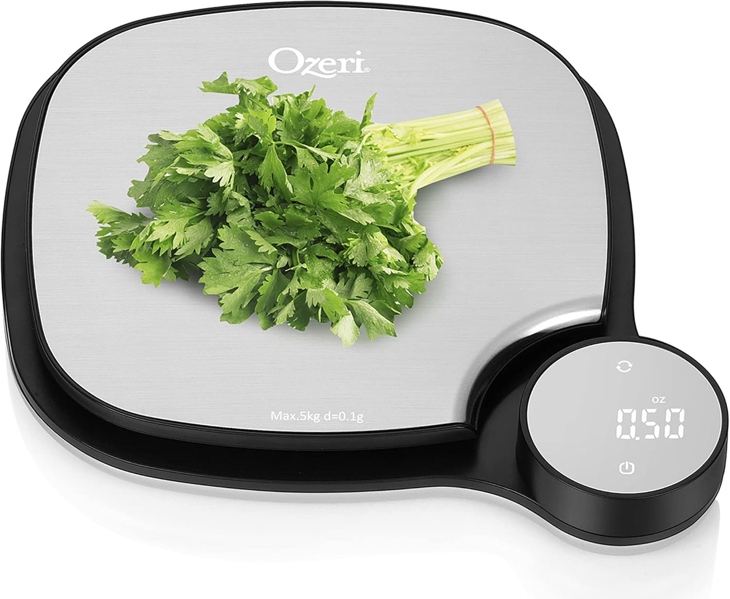 Ozeri Stainless Steel Kitchen Scale, 0.1 g (0.01 oz) Weighing Technology, Black