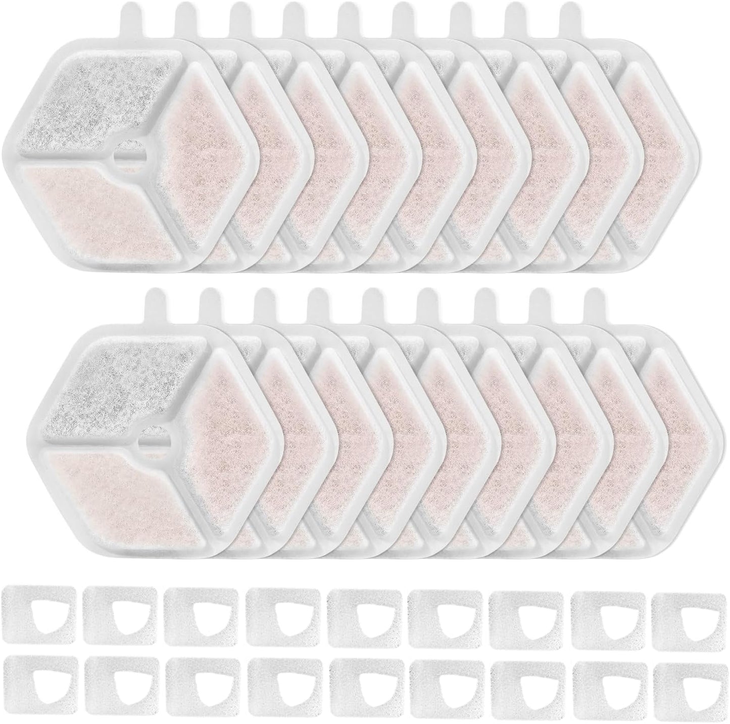 18 Filters + 18 Sponges Cat Water Fountain Filters, Triple Action, 4.5L Capacity, Compatible with 152oz Wireless Stainless Steel Cat Water Fountain
