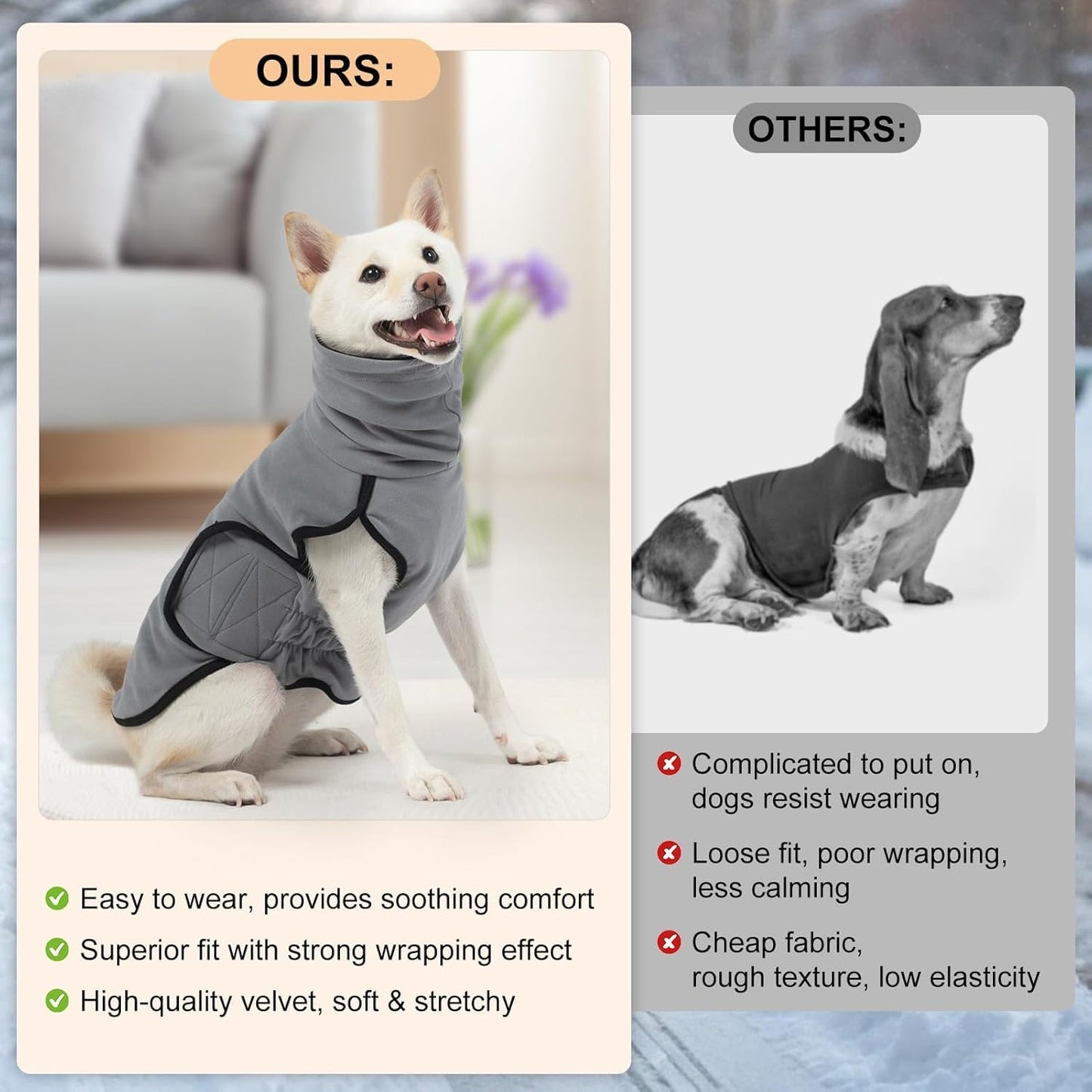 BEAUTYZOO 2-in-1 Reversible Dog Anxiety Vest – Calming Vest for Dogs, Turtleneck Anxiety Wrap for Dogs,Dog Calming Jacket for Fireworks Thunder Separation Vet Visits,Pet Hoodie for Small to Large Dogs