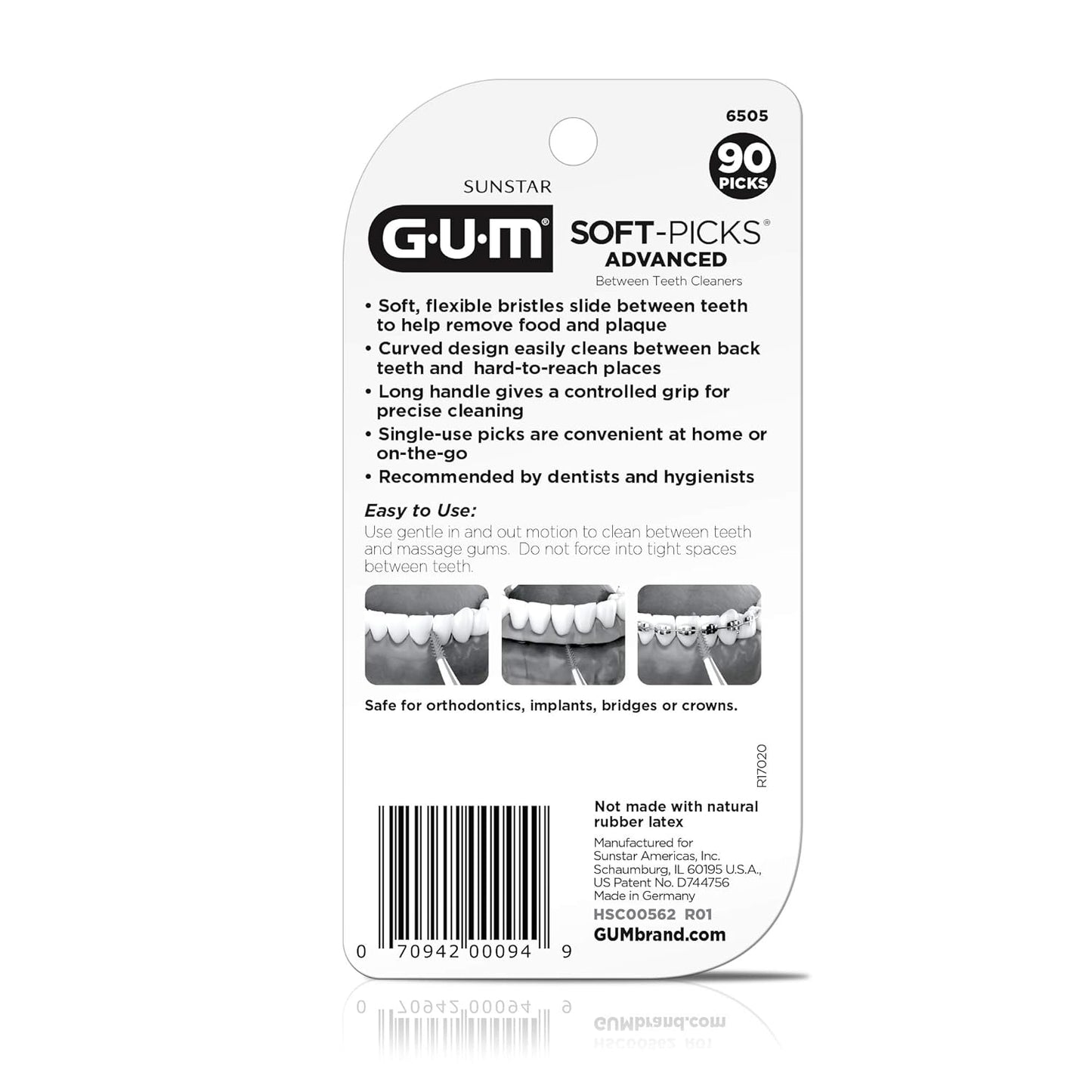 GUM Soft-Picks Advanced, Dental Picks for Teeth Cleaning and Gum Health, Disposable Interdental Brushes with Convenient Carry Case, Dentist Recommended Dental Picks, 90 Count (Pack of 3) 270 Total