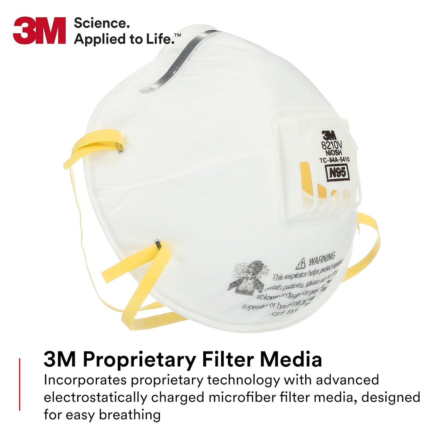 3M Particulate Respirator 8210V with Cool Flow Valve, Pack of 80, NIOSH APPROVED, Disposable, Smoke, Grinding, Sanding, Sawing, Sweeping, Woodworking, Dust
