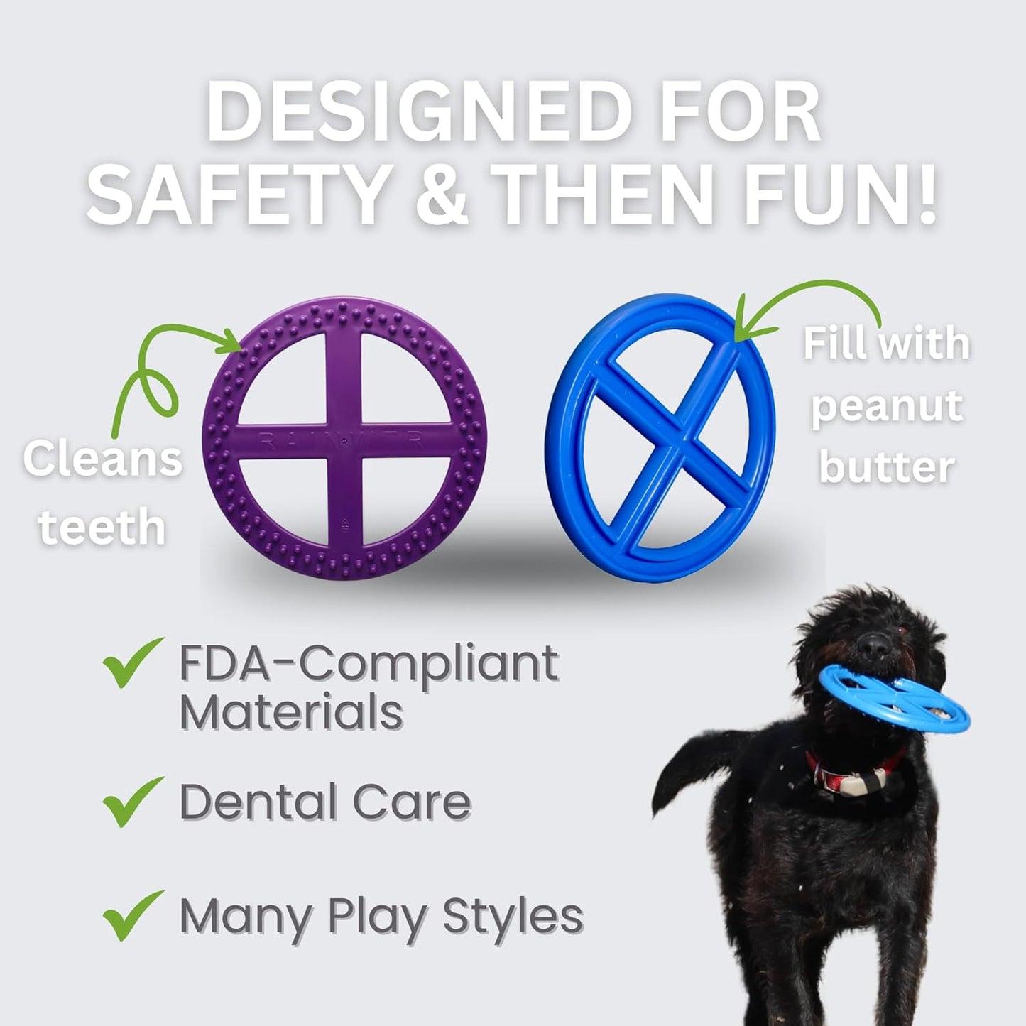 MUT Flex Flying Disc - Durable & Flexible Floating Dog Toy for Fetch, Tug, Treat Filling, FDA Compliant TPE, Made in USA, Medium/Large Dogs, Purple