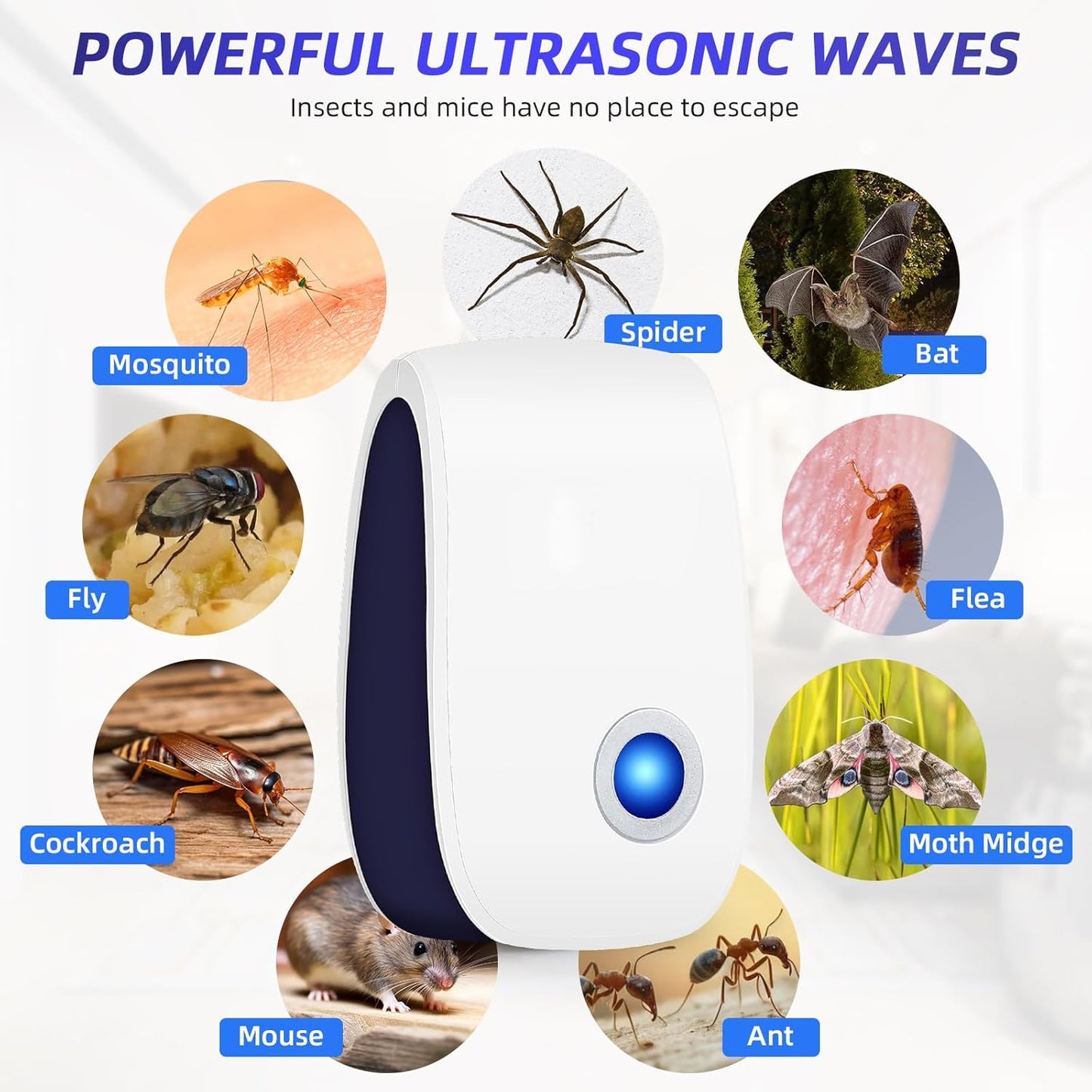 2026 Electronic Ultrasonic Pest Control Repeller Plug in for Roach Rodent Mouse Spider Bugs, Upgraded Mouse Repellent Ultrasonic Plug in Mice Repellent Indoor for Home, Office, Kitchen(10Pack)