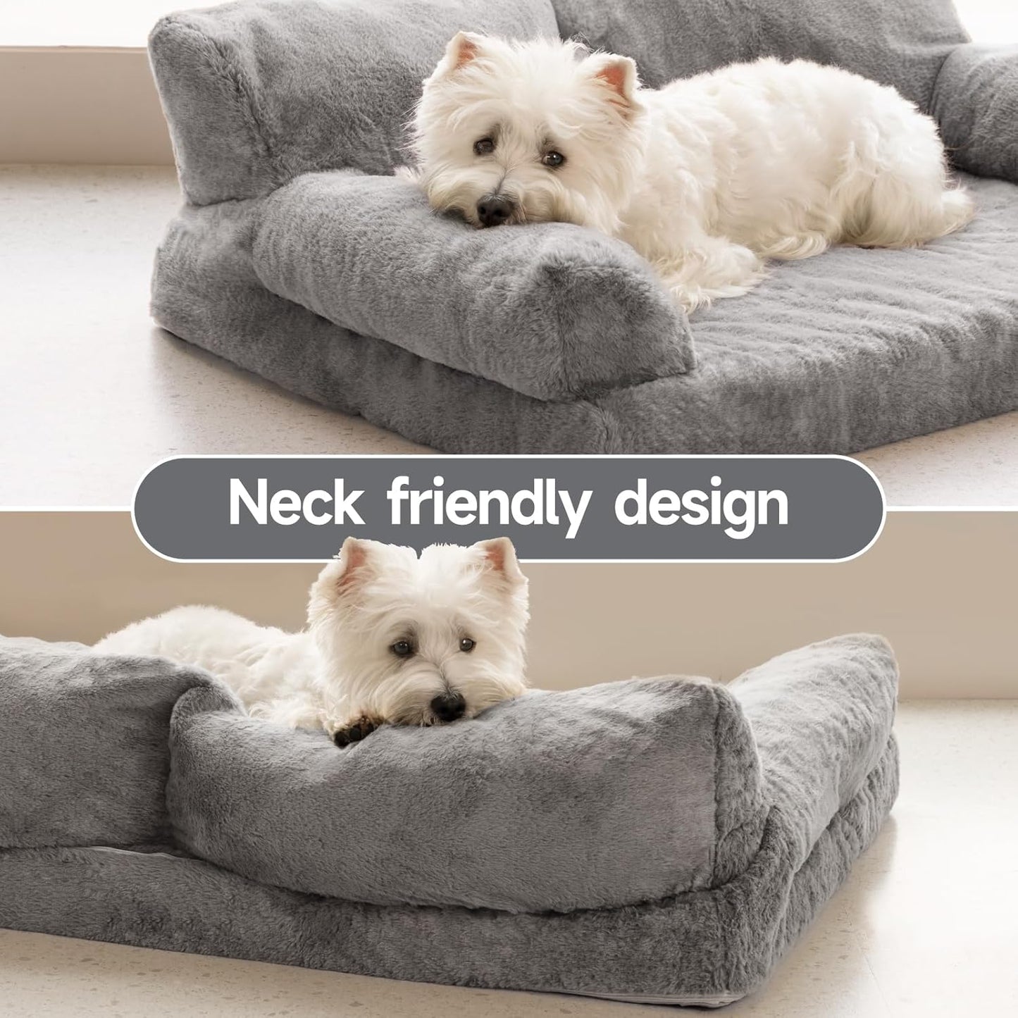 MEWOOFUN Orthopedic Dog Bed for Medium Dogs, Waterproof Dog Couch Dog Sofa, Supportive Foam Pet Bed with Removable Washable Cover and Nonskid Bottom (Grey, 35.4" L x 25.6" W x 11.8" Th)