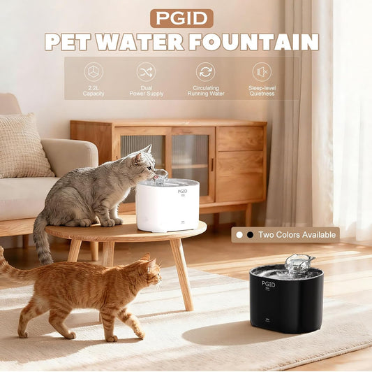 Cat Fountains for Drinking,74Oz/2.2L Pet Cat Water Fountain, Corded Automatic Water Dispenser for Cats Dog,Pet Dog Water Bowl Dispenser with Quiet Pump for Indoor