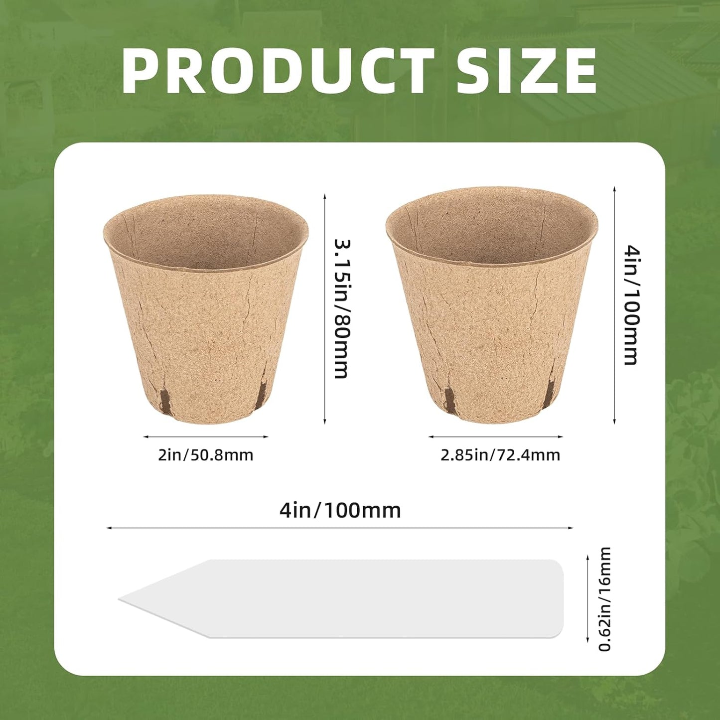 70Pcs Biodegradable 4” Peat Pots with 70Pcs Plant Labels, Biodegradable Seed Starter Pots with Drainage Holes, Nursery Pots for Seedlings, Herbs, Vegetables, Flowers, Gardening Kit