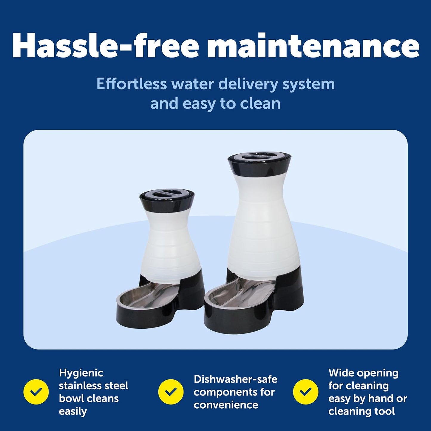 PetSafe Healthy Pet Water Station - Medium, 128 oz Capacity - Gravity Pet Water Fountain, Automatic Cat Water Fountain, Dog Water Fountain, Water Dispenser - Removable Stainless Steel Bowl Included