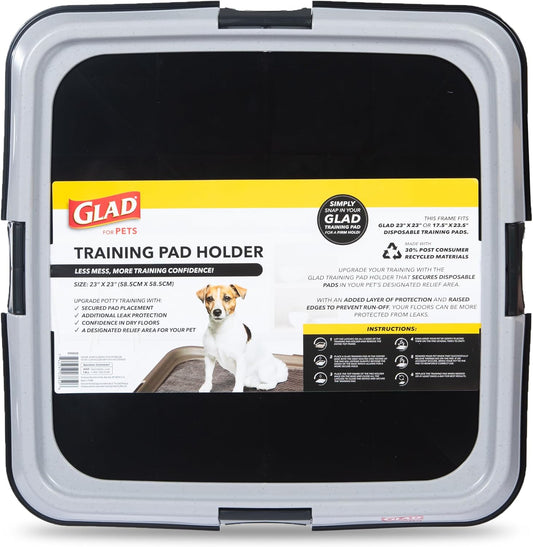 Glad for Pets Puppy Potty Training Pad Holder for Disposable Pads - Puppy Potty Tray, Dog Potty Training Tools for Indoor Pee Pad Station, Potty for Dogs - Fits 23" x 23" or 17.5" x 23.5" Pads