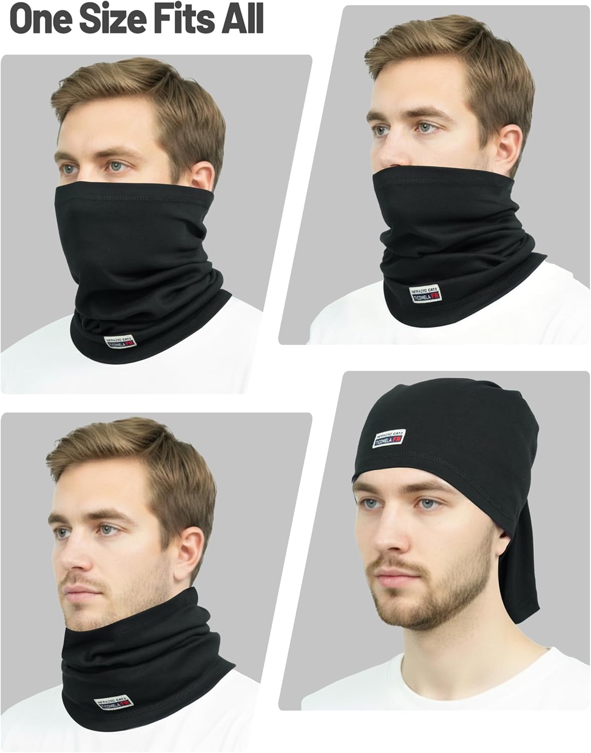TICOMELA FR Neck Gaiter 7oz Lightweight Flame Resistant Welding Hood Face Mask, NFPA2112 CAT2 Fire Safety Protection