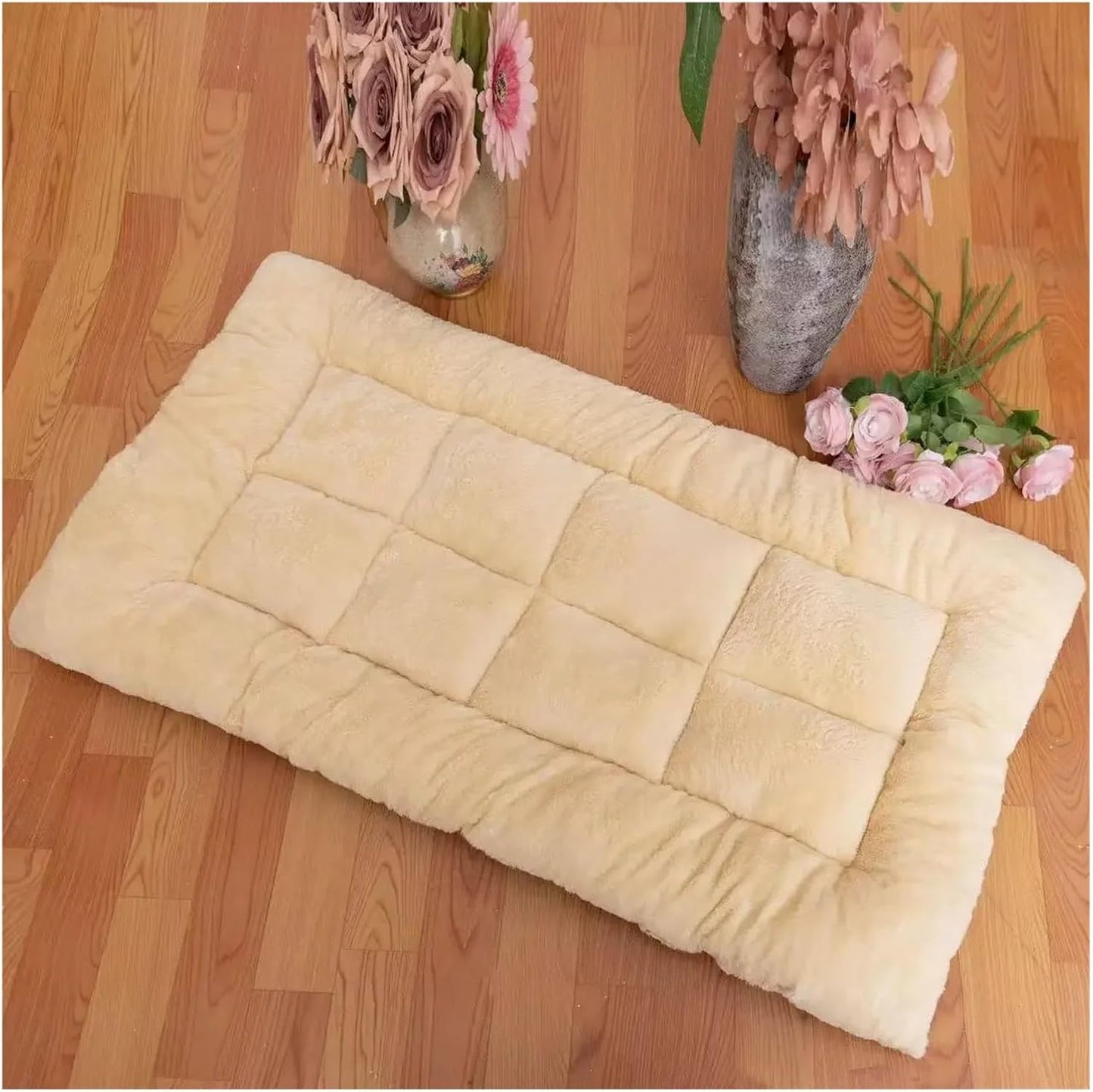 Plush Warm Dog Bed Sofa Thickened Super Soft Polyester Pet Mat Crate Mats for Small Medium Large Dogs Winter Pet Bed Supplies(Camel)