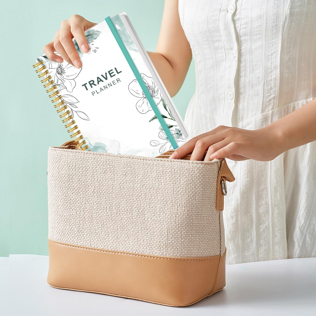 Travel Journal for Women & Men, Vacation & Road Trip Planner Organizer, Travel Notebook for 6 Trips, Trip Planner Gift to Record Memories and Adventures from Special Trips, 5.8" x 8.5", Teal Floral