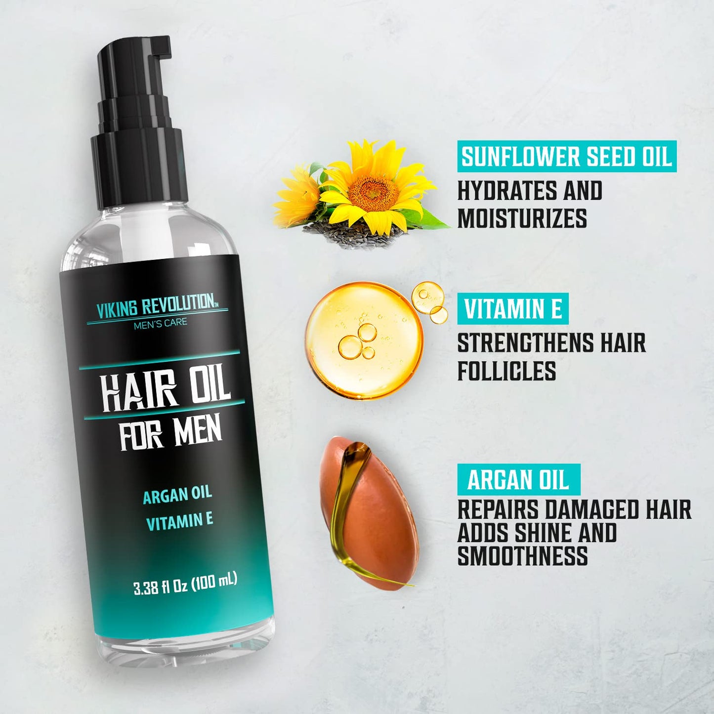 Viking Revolution Ultimate Hair Care Collection - Styling Hair Kit Includes Sea Salt Spray (8.8fl oz), Texture Powder (1oz), HairClay (2 oz), Comb Set (6 Pieces) and Oil (1.7fl oz) - Men Gifts