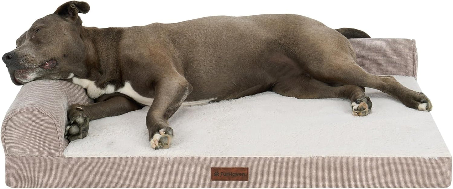 Large Plush & Grid Cord Orthopedic DLX L-Chaise
