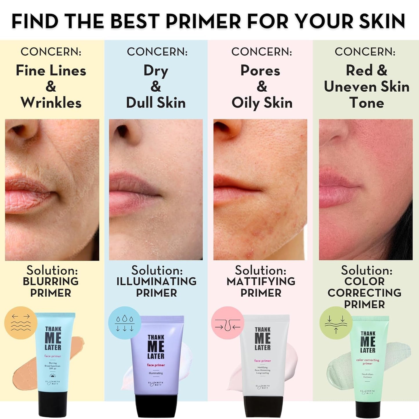 Elizabeth Mott Thank Me Later Blurring Face Primer SPF 30 – Lightweight, Hydrating Makeup Primer - Smooths Fine Lines & Wrinkles for a Soft-Focus Finish – Mineral-Based, Cruelty-Free Formula – 30g