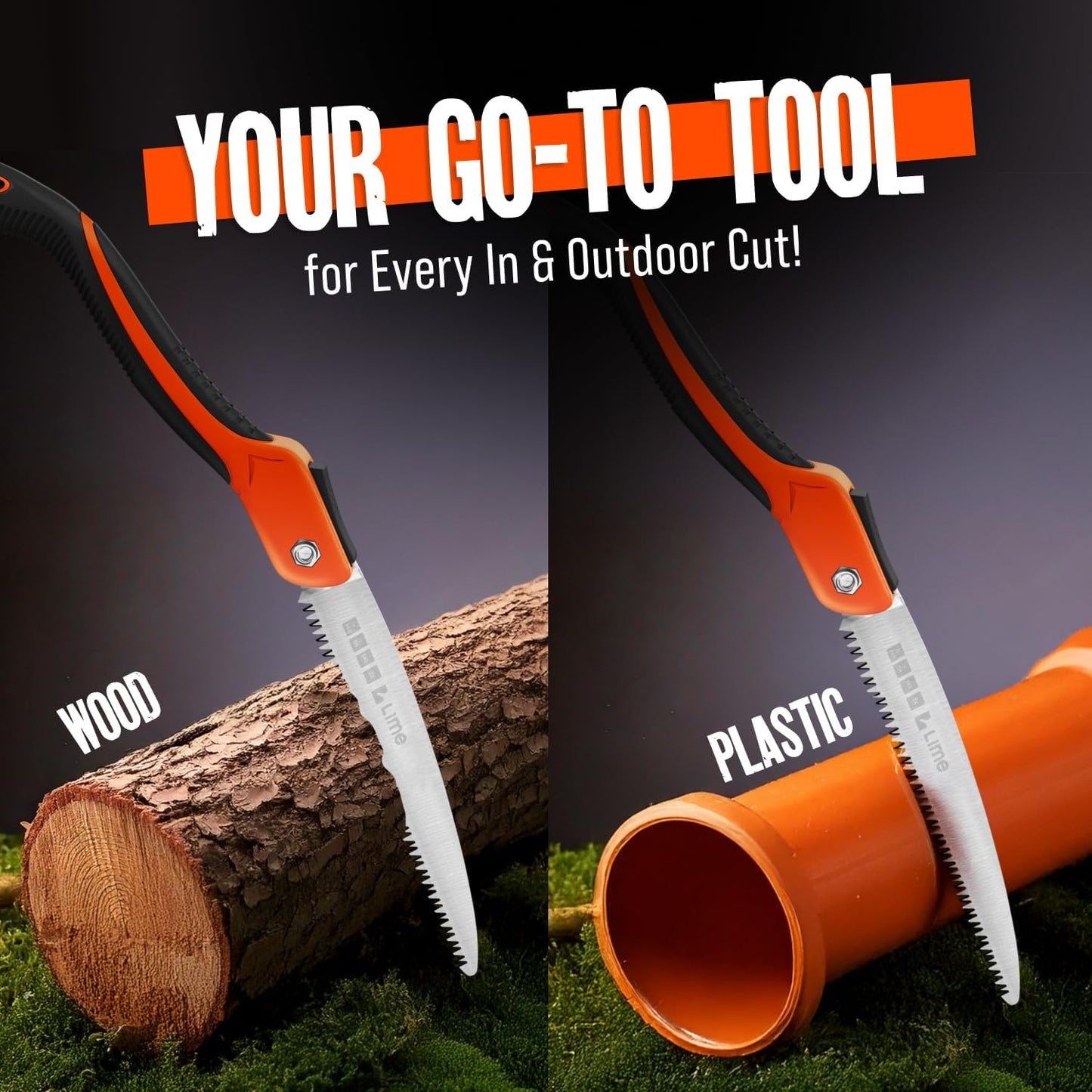 GROWIT Folding Camping saw 11 Inch - Heavy Duty Pruning Saw with Triple-Cut SK5 Blade, 7 TPI Razor Teeth for Tree Trimming, Wood Cutting, Camping, Bushcraft, and Gardening