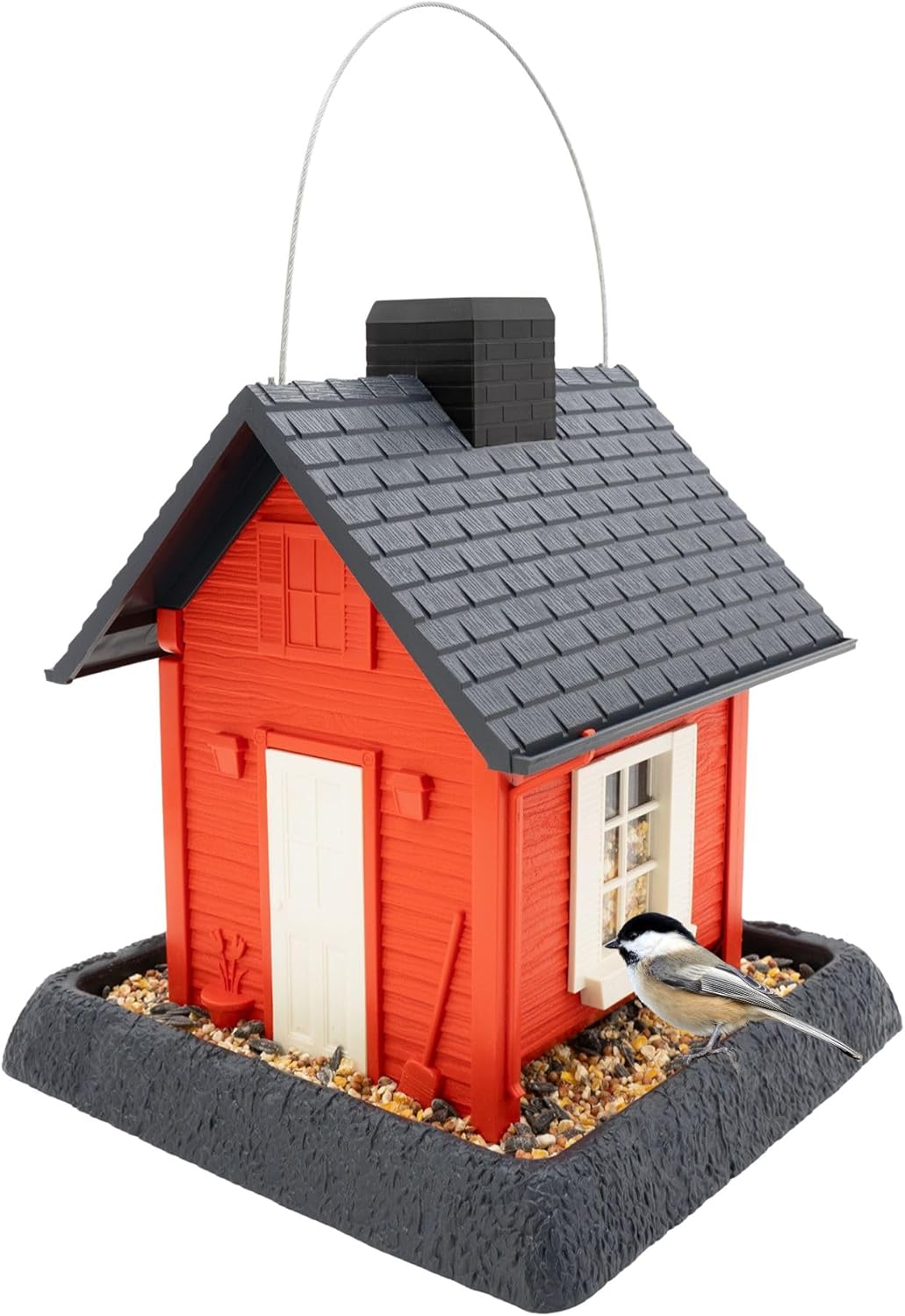 North States Village Collection - Fiesta Red Cottage Bird Feeder: Hanging Bird Feeder for Outdoors, Holds 5 Pounds of Seed