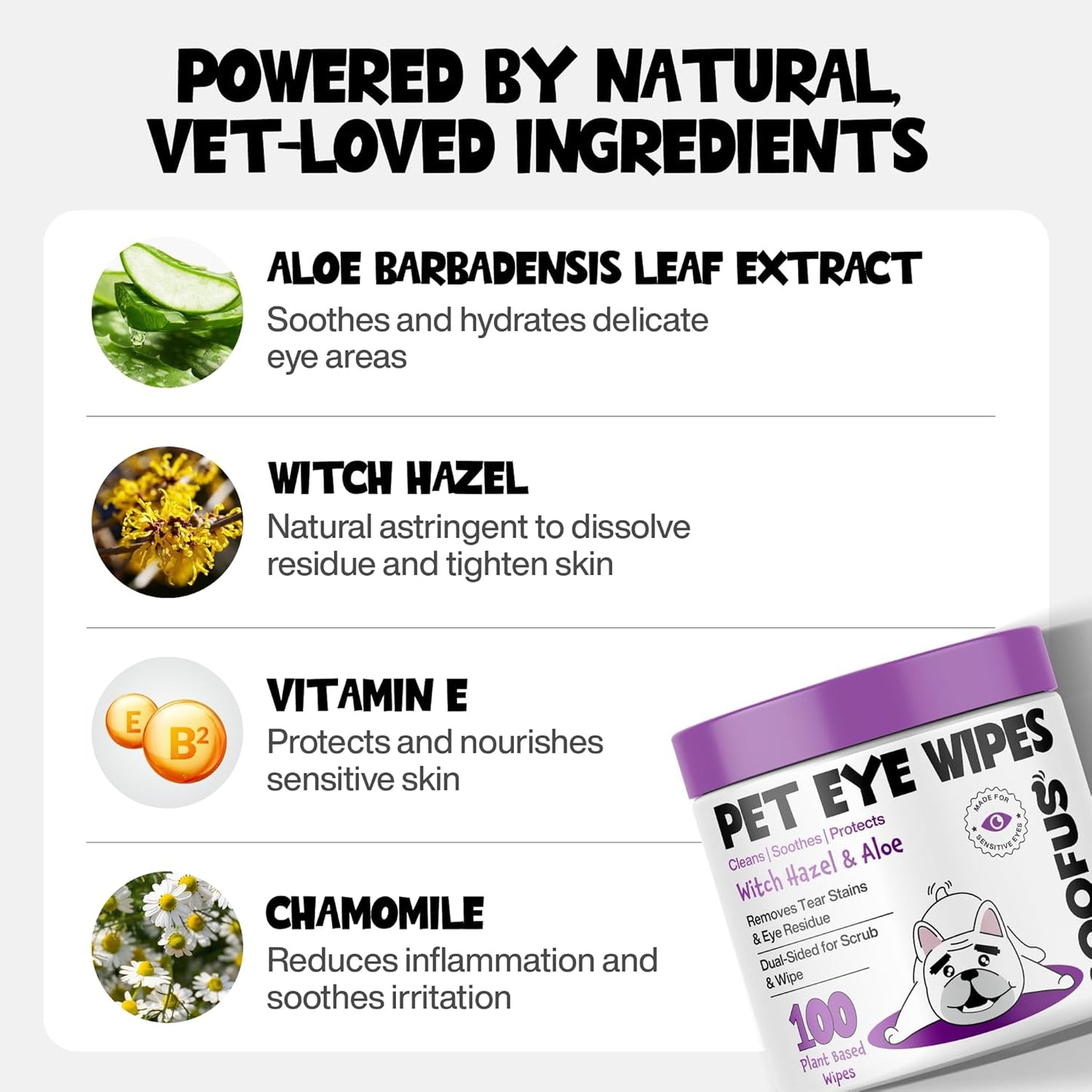 Eye Wipes 100 Counts - Dog Tear Wipes to Removes Tear Stains & Eye Residue - Hypoallergenic Pet Eye Cleaner Wipes for Cats & Dogs - Safe and Effective for Dogs & Cats