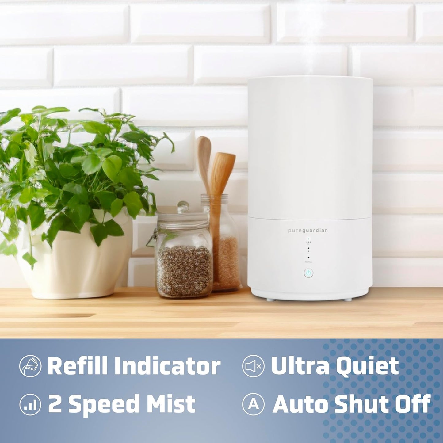PureGuardian 30-Hour 0.80 Gal. Top Fill Cool Mist Ultrasonic Humidifier for Home with Aromatherapy Tray, Covers 320 Sq. Ft, White, H950AR
