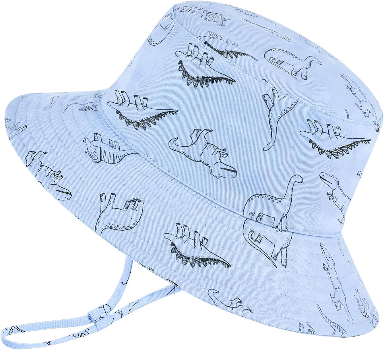 Toddler Kids Sun Hat Summer Outdoor Toddler Bucket Hats UPF 50+ for Boys Girls Adjustable Beach Hats with Wide Brim 0-8 Years