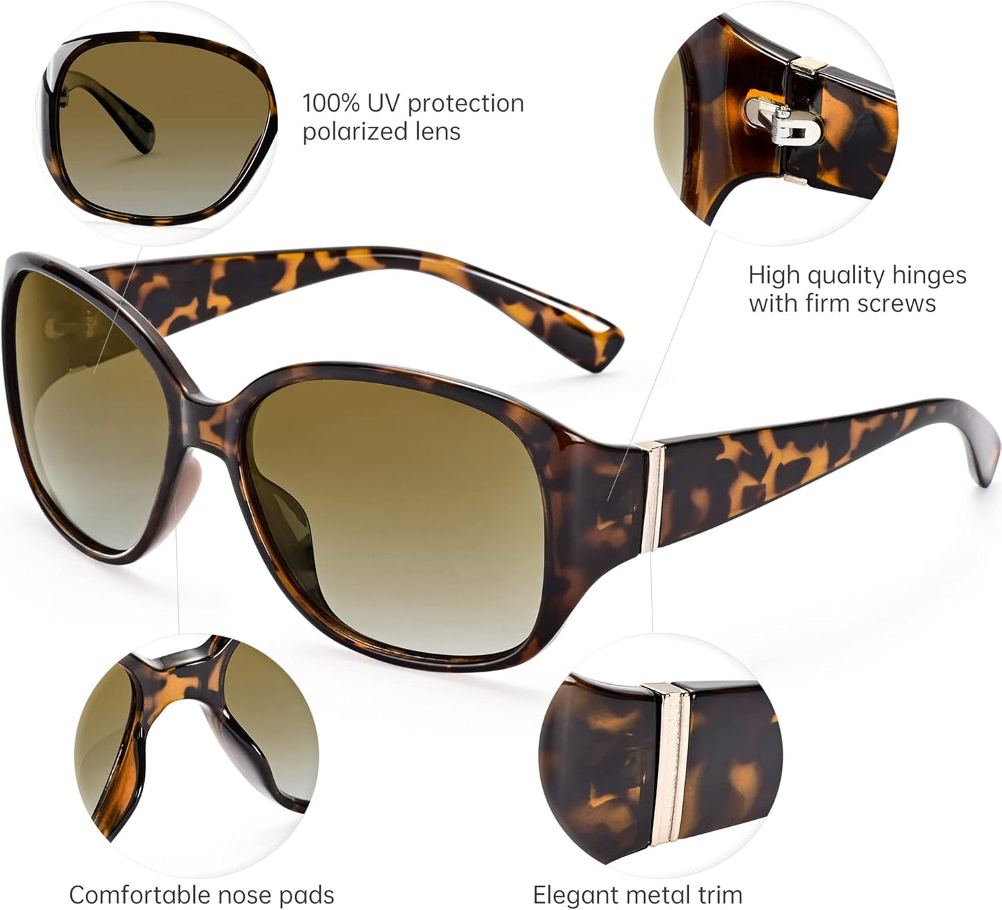 EYEGUARD Polarized Sunglasses for Women Retro Vintage Driving Sun glasses UV400 Protection