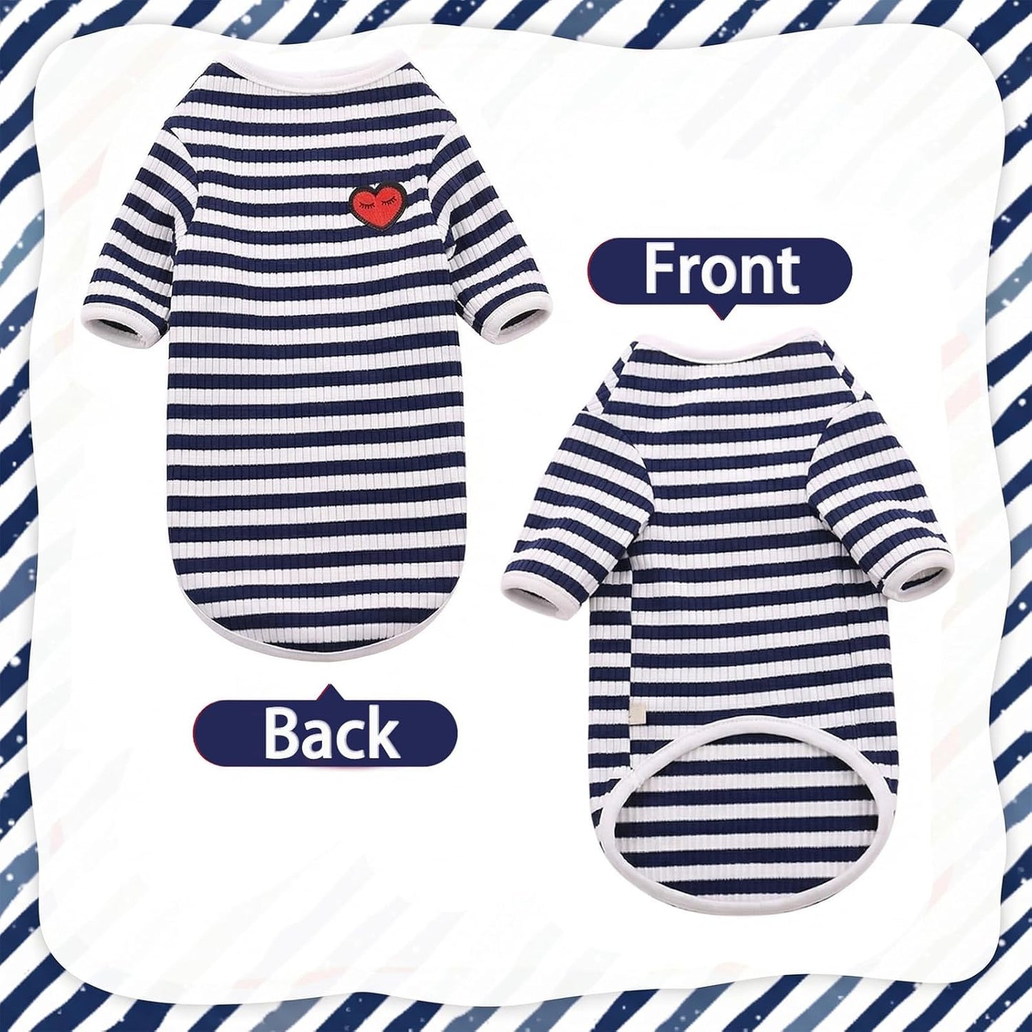 DENTRUN Hairless Cats Shirt Breathable Cat Daily Wear Clothes Stripe Vest Adorable Pajamas Jumpsuit Soft & Skin-Friendly